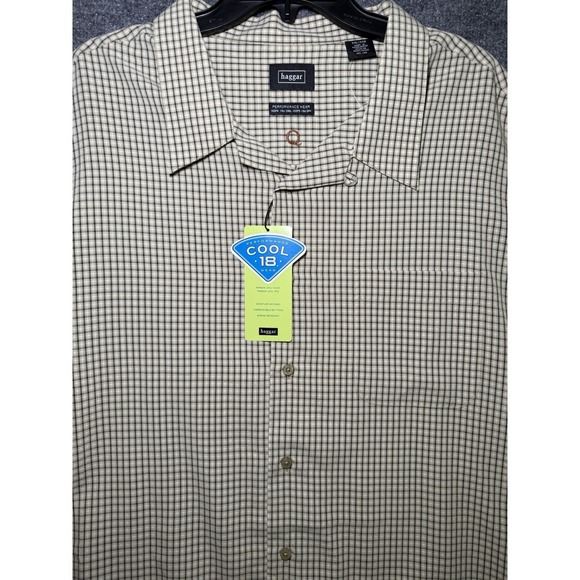 NWT Hagger Men's Sleeve Plaid Print Button Down Shirt Size XXL Keeps You Cool - Picture 2 of 8